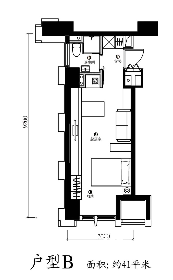 41平米小公寓户型图图片